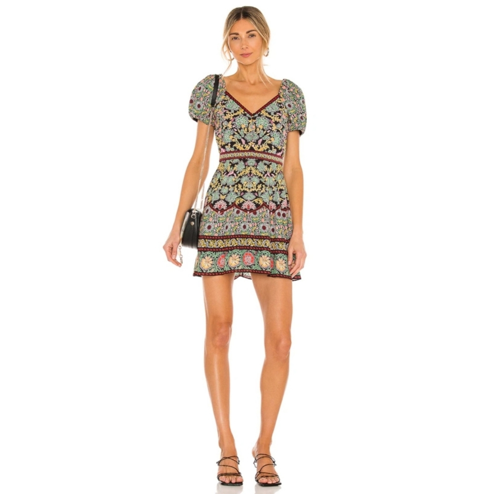 Alice + Olivia | Dana Floral Print Puff Sleeve Mini Dress Size 2